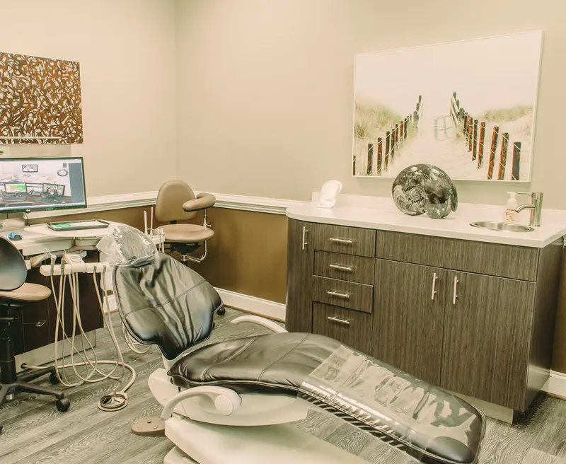 A treatment chair at Crozet Family Dental, ready for a patient